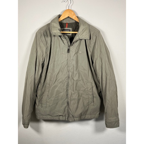 Dockers Other - Dockers Mens Olive Green Full Zip Golf Jacket Quilted Lining Size Large